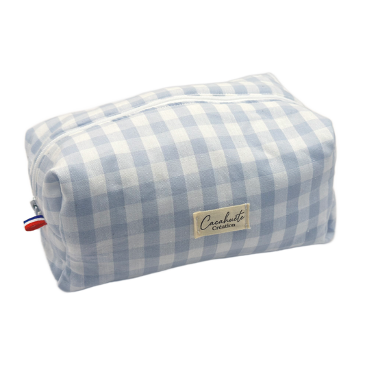 Trousse de toilette - Vichy bleu