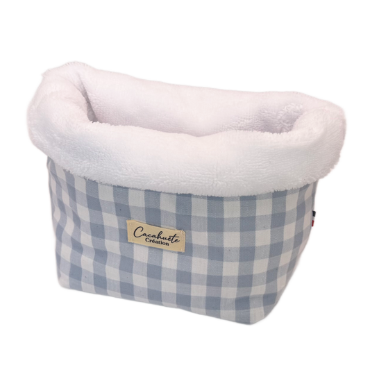 Panière à cotons - Vichy bleu